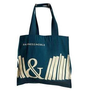Barnes & Noble Green & White Canvas Tote Bag